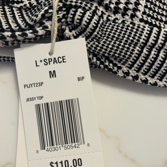LSpace Black and White Halter Bikini Top NWT - Picture 7 of 8